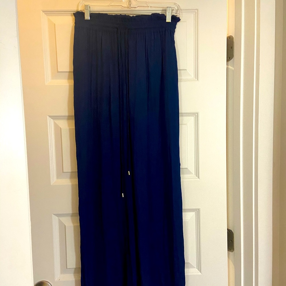 Navy Wide Leg Beach Pants